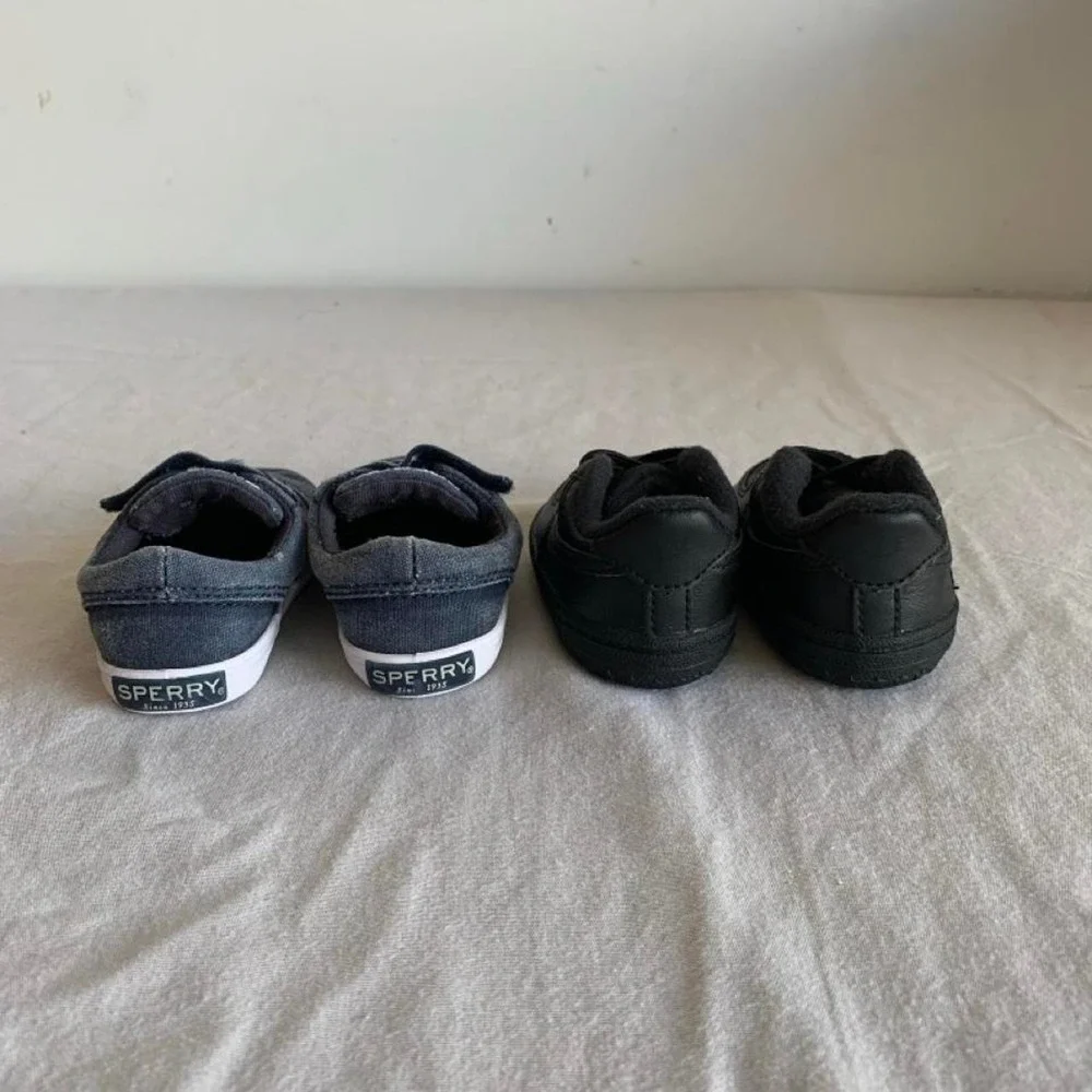 2 Pair Toddler Sneakers Sperry 2M and Nike Black 2C